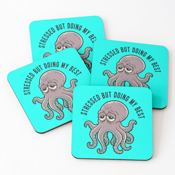 Item preview,  Stressed Octopus Sticker | Overwhelmed Mental Health Meme Shirt designed and sold by ZyxDes.