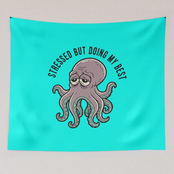 Item preview,  Stressed Octopus Sticker | Overwhelmed Mental Health Meme Shirt designed and sold by ZyxDes.