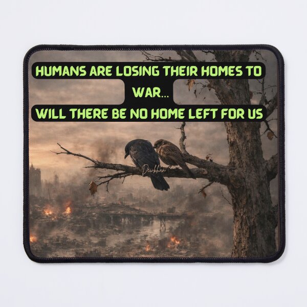 Item preview, A powerful anti-war quote design about homes destroyed by war and the fear of losing humanity. A strong peace message for those who stand against violence and support world peace designed and sold by Dew Drop wear.