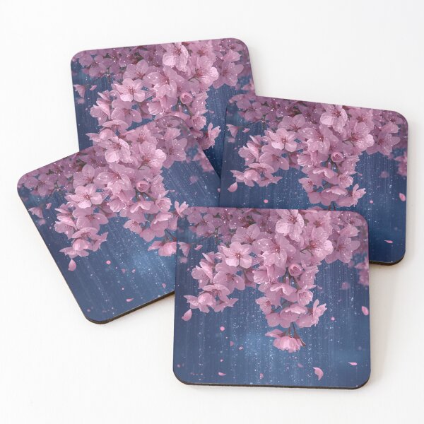 Item preview, Pink Cherry Blossoms Falling in Magical Blue Rain designed and sold by LakLuxe studio .