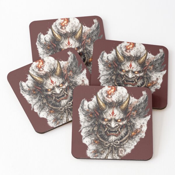 Item preview, Cursed Demon Mask | Japanese Folklore Illustration | Dark Ink Artwork designed and sold by SergeyDigital.