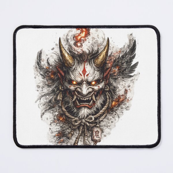 Item preview, Cursed Demon Mask | Japanese Folklore Illustration | Dark Ink Artwork designed and sold by SergeyDigital.