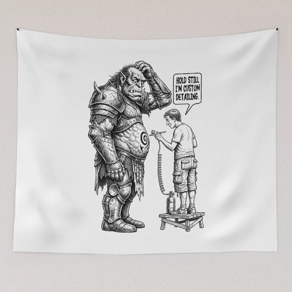 Item preview, Fantasy Miniature Painter Orc Funny Airbrush Painting RPG designed and sold by GrandeDuc.