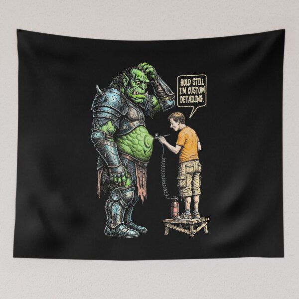 Item preview, Fantasy Miniature Painter Orc Funny Airbrush Painting RPG designed and sold by GrandeDuc.