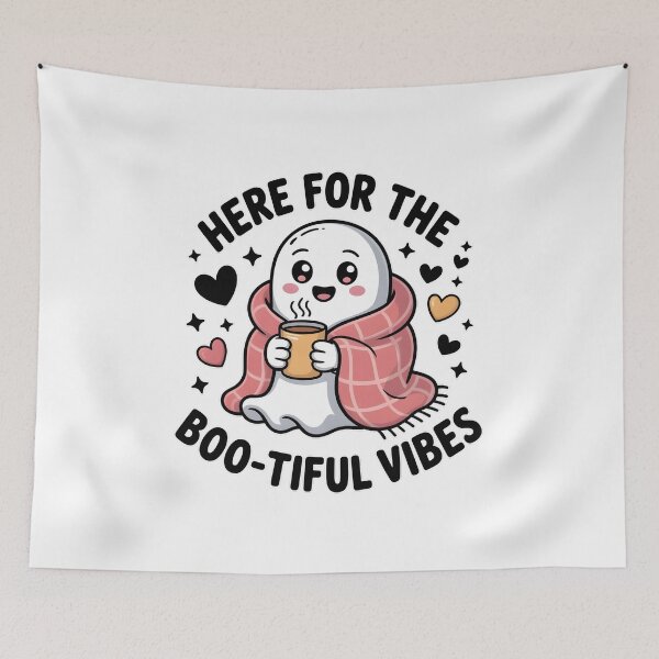 Item preview, Here For The Boo-tiful Vibes T-Shirt – Cute Ghost Cozy Kawaii Halloween Shirt designed and sold by ImaginedSpace7.