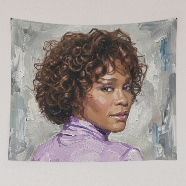 Item preview, The Voice: Whitney Houston Lavender & Lilac Impasto Portrait designed and sold by Art's Diner.