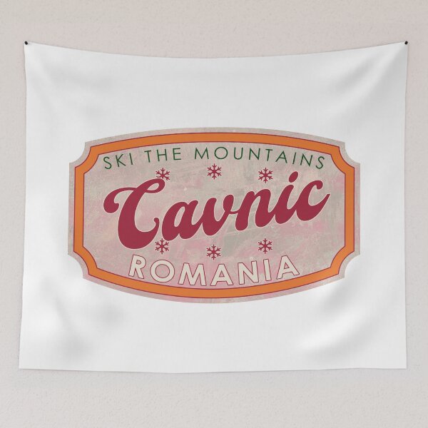 Item preview, Cavnic, Romania, Ski, textured skiing badge designed and sold by Wanderful-roads.