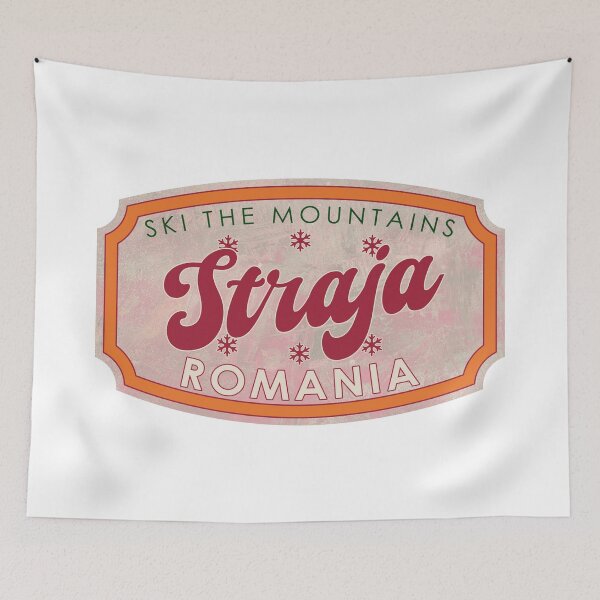 Item preview, Straja, Romania, Ski, textured skiing badge designed and sold by Wanderful-roads.