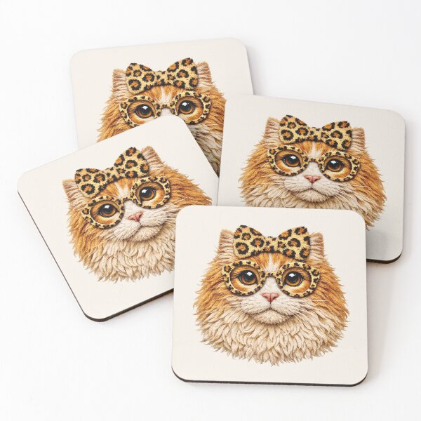 Item preview, Shaggy Cat - Leopard Glasses designed and sold by Myra365Art.