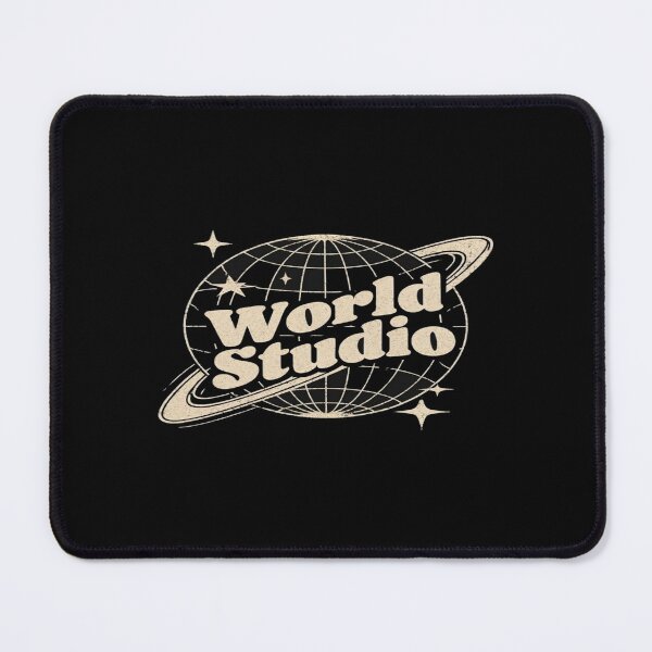 Item preview, World Studio Retro Globe Logo – Vintage Planetary Design with Stars and Saturn‑Style Ring designed and sold by Bright Nest Studio.