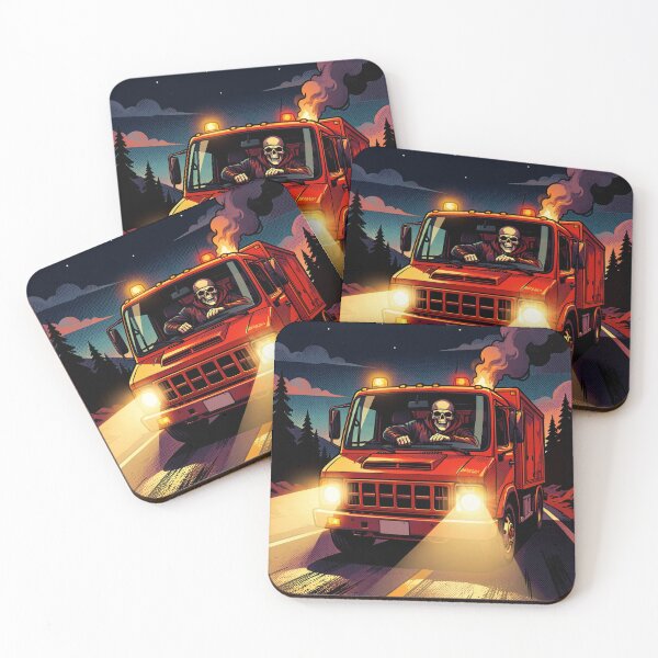 Item preview, Skull Trucker Night Ride – Dark Road Horror Illustration designed and sold by myforestfog.