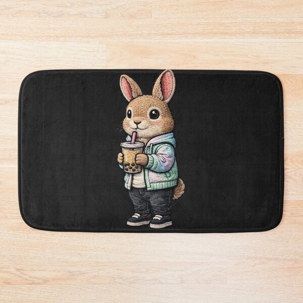 Item preview, Bubble Tea Rabbit – Premium Embroidered Café Streetwear Aesthetic designed and sold by ColorSplash123.