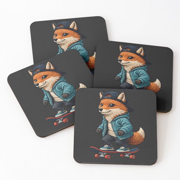 Item preview, Urban Skate Fox – Streetwear Embroidered Patch Style Animal Skateboard Art designed and sold by ColorSplash123.