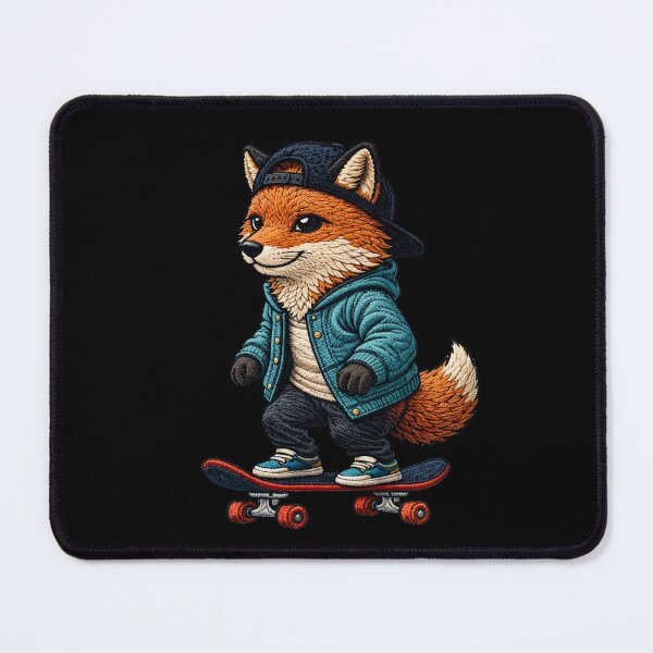 Item preview, Urban Skate Fox – Streetwear Embroidered Patch Style Animal Skateboard Art designed and sold by ColorSplash123.
