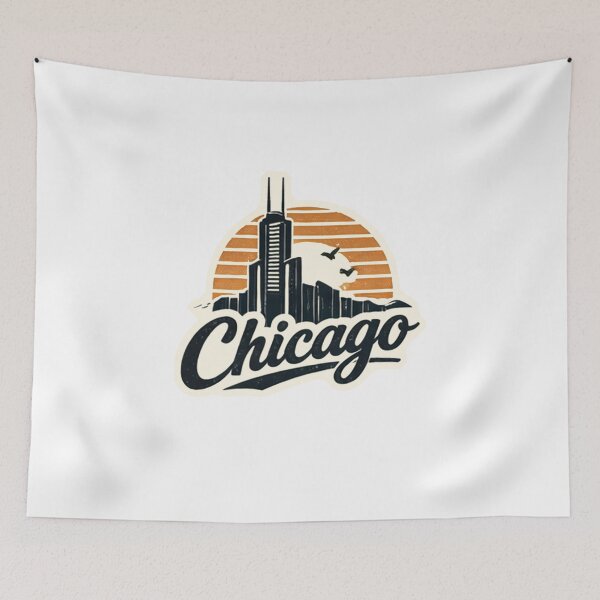 Artikelvorschau, Chicago Skyline bei Sonnenuntergang entworfen und verkauft von Bronse Wear.