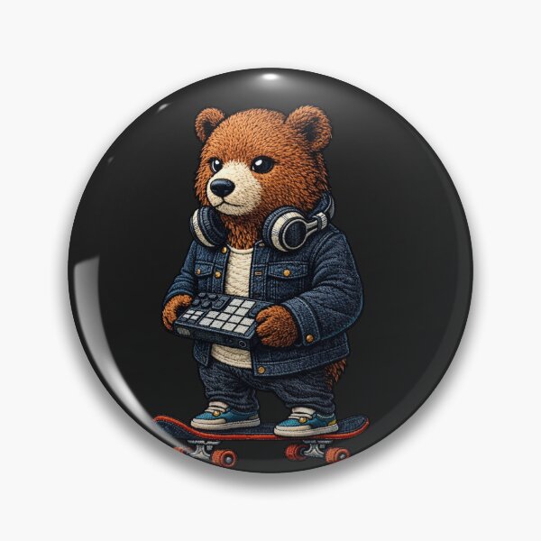Item preview, Music Producer Bear – Urban Embroidered Patch Style DJ Animal Art designed and sold by ColorSplash123.