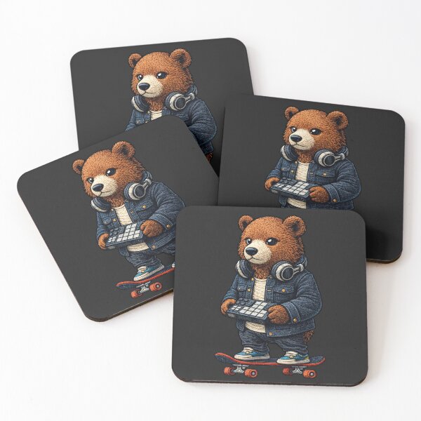 Item preview, Music Producer Bear – Urban Embroidered Patch Style DJ Animal Art designed and sold by ColorSplash123.