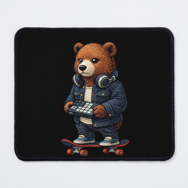 Item preview, Music Producer Bear – Urban Embroidered Patch Style DJ Animal Art designed and sold by ColorSplash123.