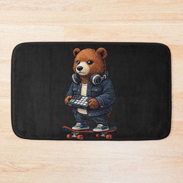 Item preview, Music Producer Bear – Urban Embroidered Patch Style DJ Animal Art designed and sold by ColorSplash123.