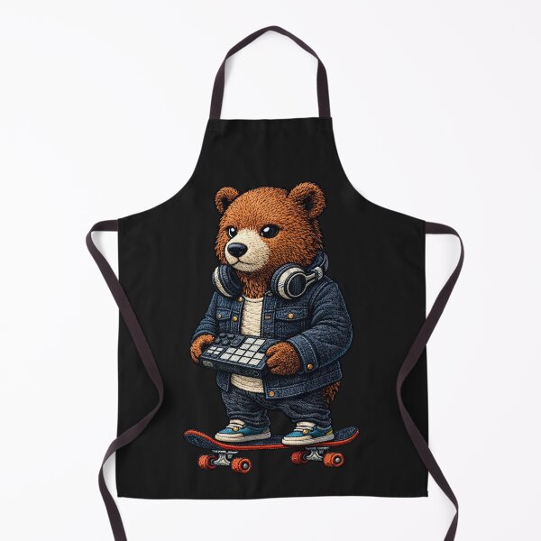 Item preview, Music Producer Bear – Urban Embroidered Patch Style DJ Animal Art designed and sold by ColorSplash123.