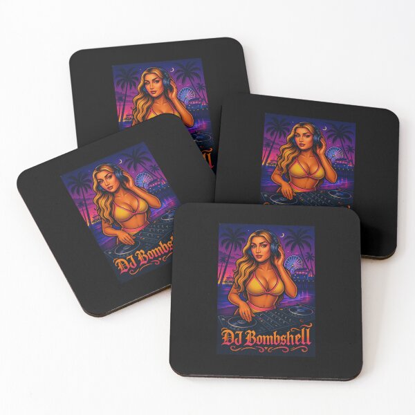 Item preview, DJ Bombshell: Neon Beach Queen of Santa Monica Pier – Chicano Tattoo Style Art designed and sold by DyfunctionalTee.