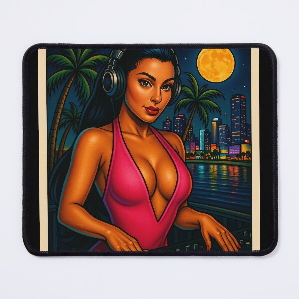 Item preview, DJ Bombshell Chicano Tattoo Style Art – Latina DJ Neon Miami Nightclub T-Shirt – Tattoo Inspired Streetwear Graphic designed and sold by DyfunctionalTee.