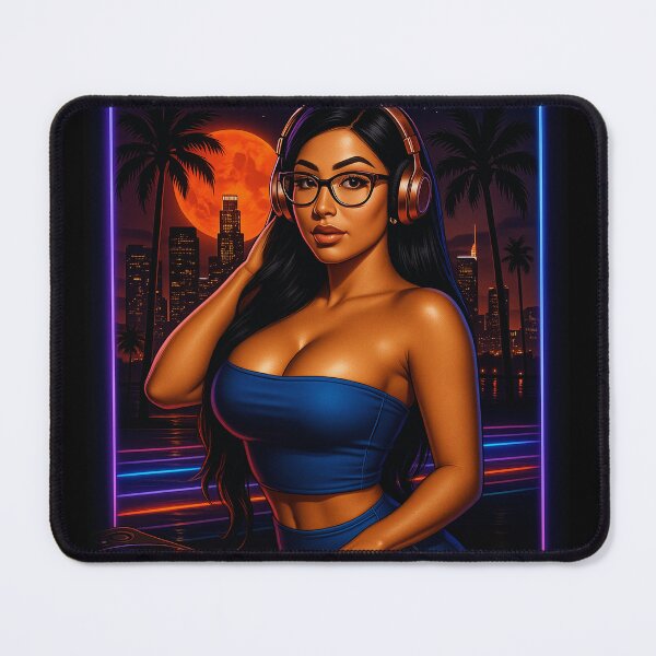 Item preview, Nighttime Seduction: DJ Bombshell Rules the Los Angeles Skyline designed and sold by DyfunctionalTee.
