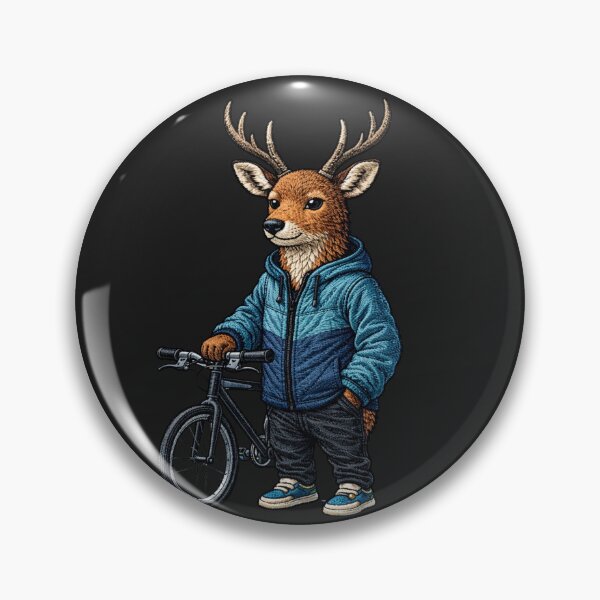Item preview, Urban Cyclist Deer – Embroidered Patch Style Bicycle Streetwear Art designed and sold by ColorSplash123.