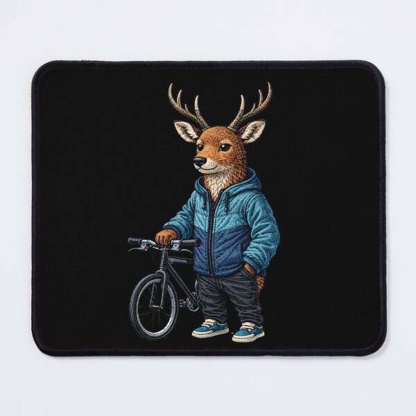 Item preview, Urban Cyclist Deer – Embroidered Patch Style Bicycle Streetwear Art designed and sold by ColorSplash123.
