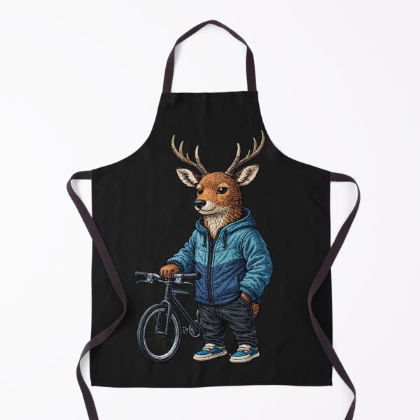 Item preview, Urban Cyclist Deer – Embroidered Patch Style Bicycle Streetwear Art designed and sold by ColorSplash123.