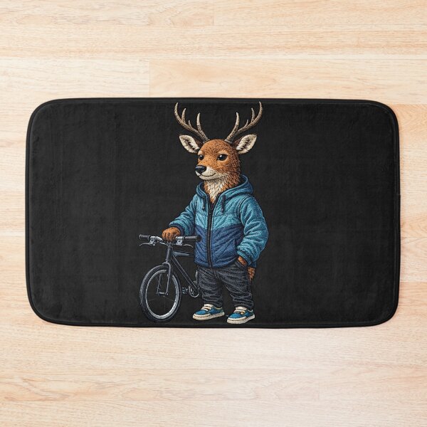 Item preview, Urban Cyclist Deer – Embroidered Patch Style Bicycle Streetwear Art designed and sold by ColorSplash123.