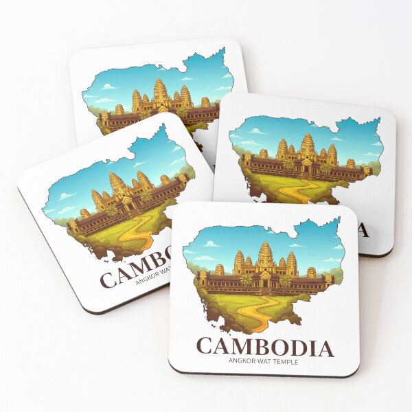 Item preview, Cambodia Map Angkor Wat Temple and Ancient Khmer Heritage Art designed and sold by AbulailArt.