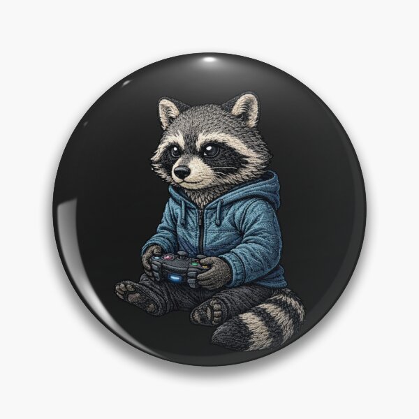 Item preview, Gamer Raccoon – Embroidered Patch Style Gaming Animal Streetwear Art designed and sold by ColorSplash123.