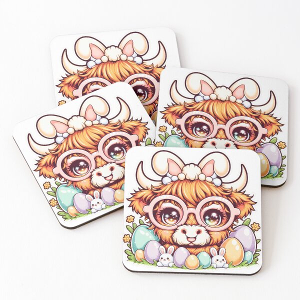 Item preview, Cute Highland Cow Easter, Hello Spring, Easter Cow with Bunny Ears – Cute Kawaii Easter designed and sold by ArcticFoxStudio.