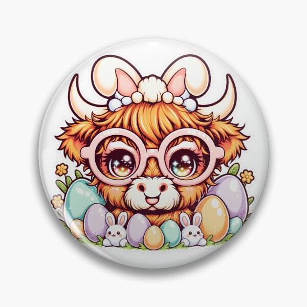 Item preview, Cute Highland Cow Easter, Hello Spring, Easter Cow with Bunny Ears – Cute Kawaii Easter designed and sold by ArcticFoxStudio.