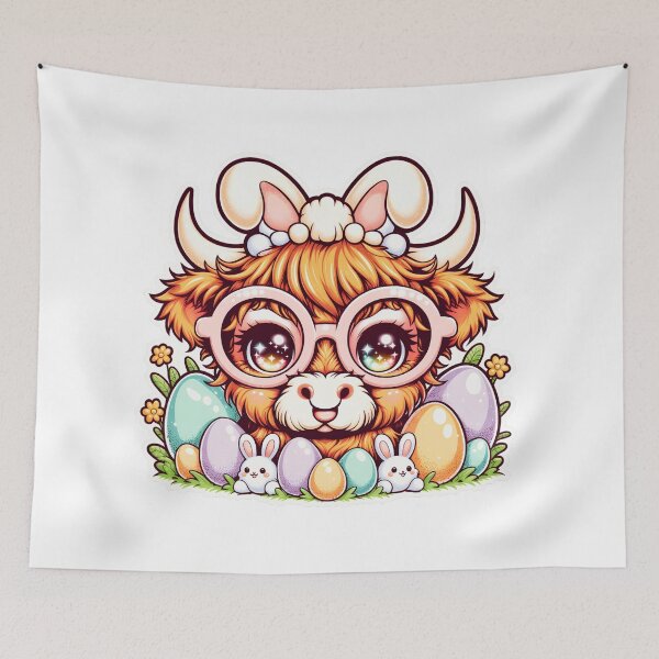 Item preview, Cute Highland Cow Easter, Hello Spring, Easter Cow with Bunny Ears – Cute Kawaii Easter designed and sold by ArcticFoxStudio.
