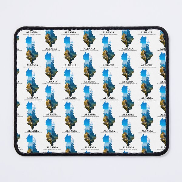 Item preview, Albania Map Historic Castles and Mountain Nature Heritage Art designed and sold by AbulailArt.