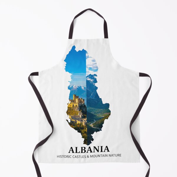 Item preview, Albania Map Historic Castles and Mountain Nature Heritage Art designed and sold by AbulailArt.