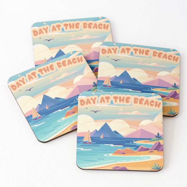 Item preview, Day at the Beach Tropical Summer Landscape Flat Art designed and sold by PixelWaveBD.