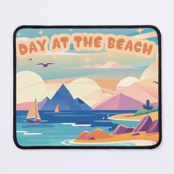 Item preview, Day at the Beach Tropical Summer Landscape Flat Art designed and sold by PixelWaveBD.