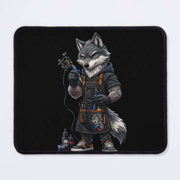 Item preview, Tattoo Artist Wolf – Embroidered Patch Style Alternative Streetwear Animal Art designed and sold by ColorSplash123.