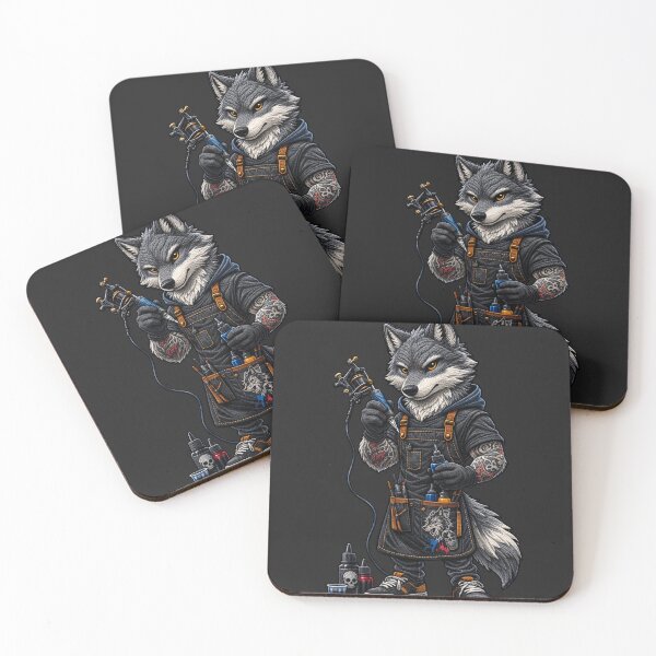 Item preview, Tattoo Artist Wolf – Embroidered Patch Style Alternative Streetwear Animal Art designed and sold by ColorSplash123.
