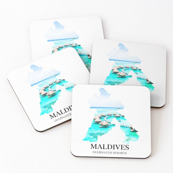Item preview, Maldives Map Luxury Overwater Resorts and Turquoise Lagoon Art designed and sold by AbulailArt.