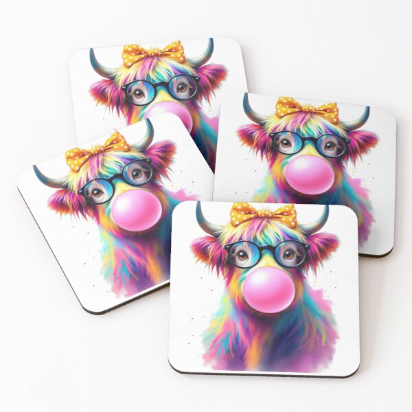 Item preview, Get a Load of This Guy - Colorful Highland Cow with Glasses & Bow | Funny Rainbow Cow Art designed and sold by Top Pixora.