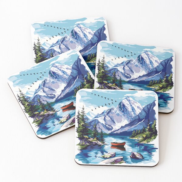 Item preview, Mountain Lake Landscape Pop Art - Serene Nature Mountain View Print designed and sold by DesignArtist.ia.