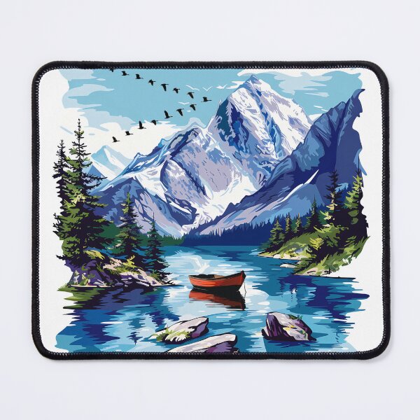 Item preview, Mountain Lake Landscape Pop Art - Serene Nature Mountain View Print designed and sold by DesignArtist.ia.