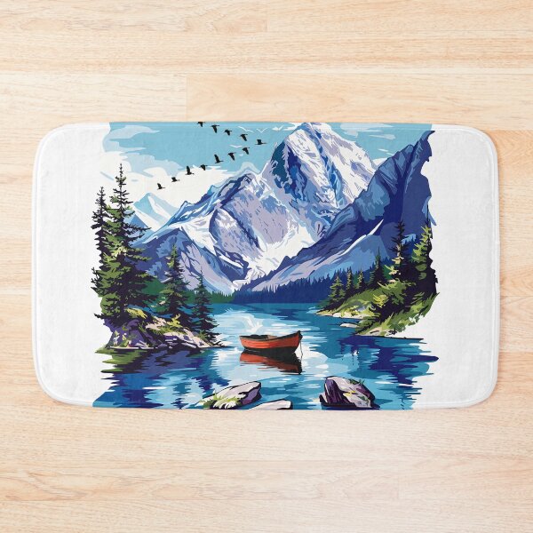 Item preview, Mountain Lake Landscape Pop Art - Serene Nature Mountain View Print designed and sold by DesignArtist.ia.