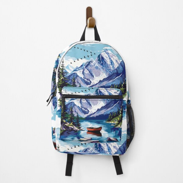 Item preview, Mountain Lake Landscape Pop Art - Serene Nature Mountain View Print designed and sold by DesignArtist.ia.