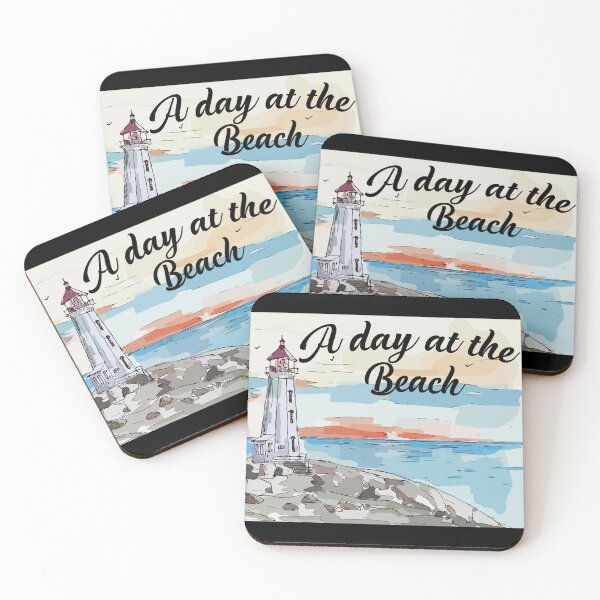 Item preview, A Day at the Beach Lighthouse Watercolor Summer Art designed and sold by PixelWaveBD.