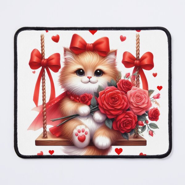 Item preview, Purring Through Life Swinging With Love - Cute Kitten Valentine Roses designed and sold by Serjames.